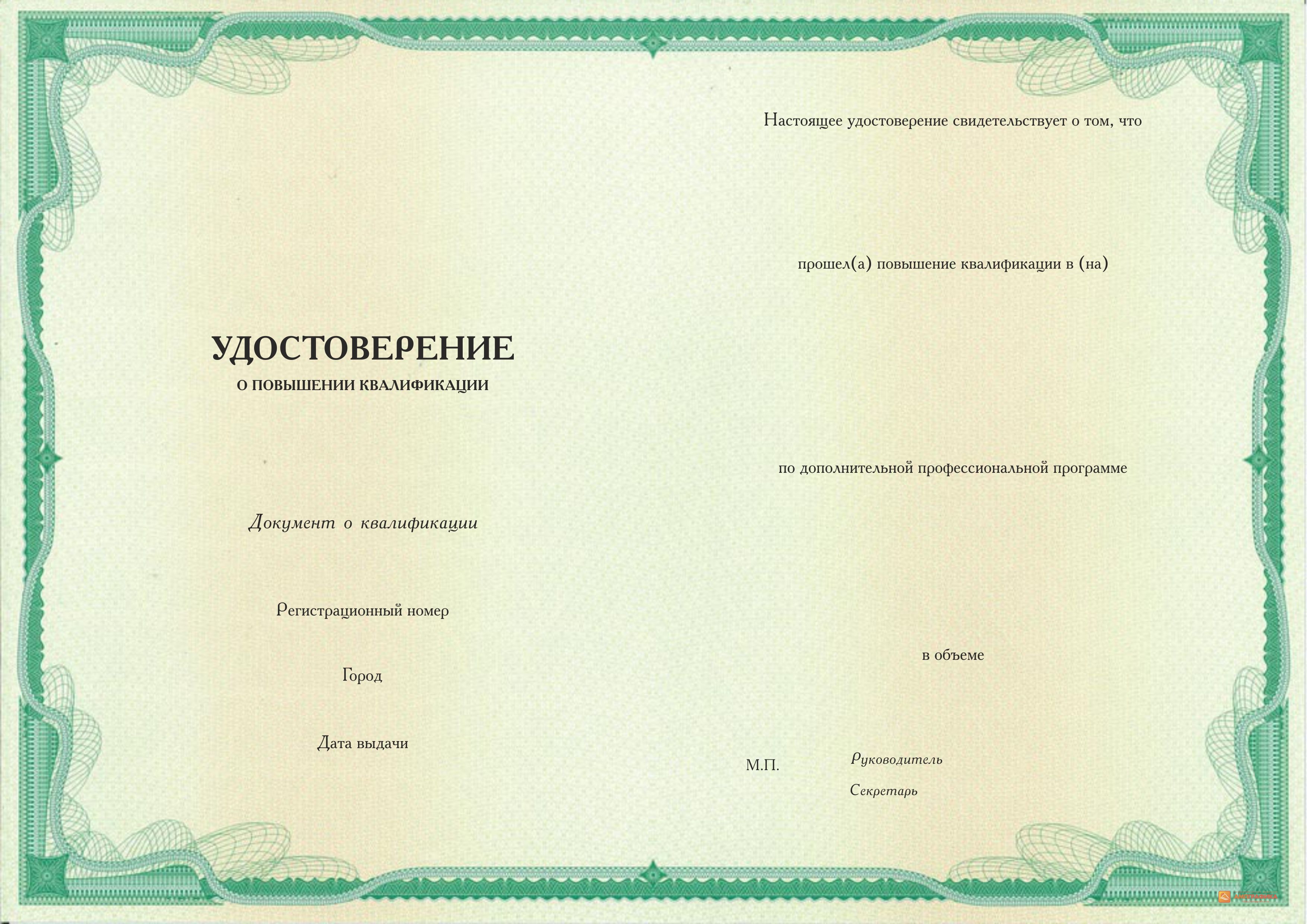 Образец: документ об обучении